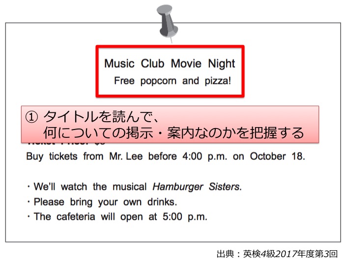 英検４級　四級　リーディング　長文　対策　コツ