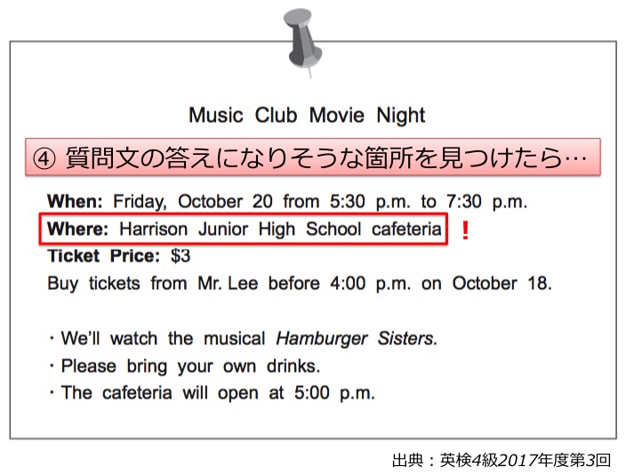 英検４級　四級　リーディング　長文　対策　コツ