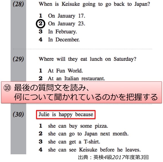 英検４級　四級　リーディング　長文　対策　コツ