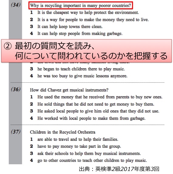 英検準２級　準二級　リーディング　長文　対策　コツ
