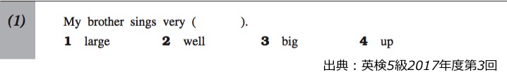 英検5級リーディング対策　大問1　問題例