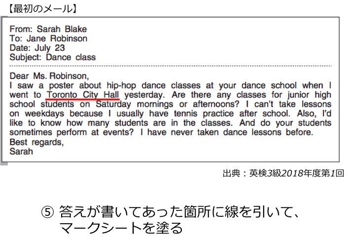 英検3級リーディング対策　大問3B　Eメールの長文問題　解き方・コツ