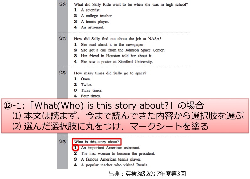 英検3級リーディング対策　大問3C　説明文の長文問題　解き方・コツ